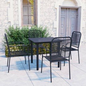 Set de comedor de jardín de 5 piezas vidrio y acero negro en Conjuntos de jardín | Comprar online en Foru.es