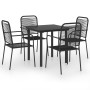 Set de comedor de jardín de 5 piezas vidrio y acero negro en Conjuntos de jardín | Comprar online en Foru.es