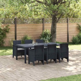 Conjunto de Comedor de Jardín 7 pcs Antracita Ratan Polt en Mesas de jardín | Comprar online en Foru.es
