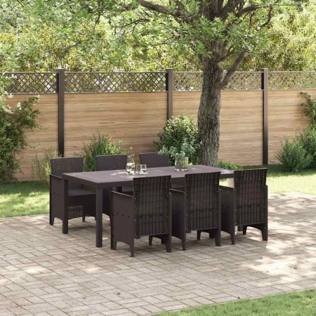 Conjunto de Comedor de Jardín 7 pcs Marrón Ratan Polt en Mesas de jardín | Comprar online en Foru.es
