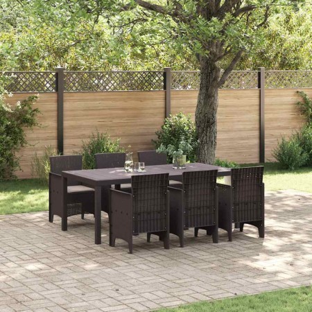 Conjunto de Comedor de Jardín 7 pcs Marrón Ratan Polt en Mesas de jardín | Comprar online en Foru.es