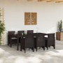 Conjunto de Comedor de Jardín 7 pcs Marrón Ratan Polt en Mesas de jardín | Comprar online en Foru.es
