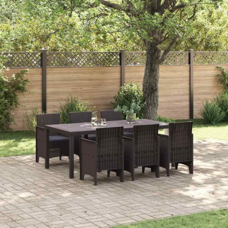 Conjunto de Comedor de Jardín 7 pcs Marrón Ratan Polt en Mesas de jardín | Comprar online en Foru.es