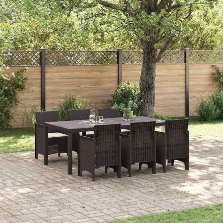 Conjunto de Comedor de Jardín 7 pcs Marrón Ratan Polt en Mesas de jardín | Comprar online en Foru.es