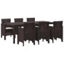 Conjunto de Comedor de Jardín 7 pcs Marrón Ratan Polt en Mesas de jardín | Comprar online en Foru.es