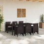 Conjunto de Comedor de Jardín 7 pcs Marrón Ratan Polt en Mesas de jardín | Comprar online en Foru.es