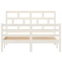 Estructura de cama de madera maciza de pino blanco 140x200 cm de vidaXL, Camas y somieres - Ref: Foro24-3101284, Precio: 144,...
