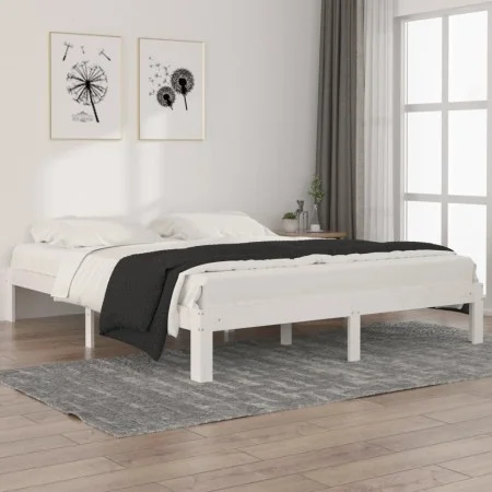 Solid white pine wood bed frame 160x200 cm by vidaXL, Beds and slatted bases - Ref: Foro24-810376, Price: 112,22 €, Discount: %