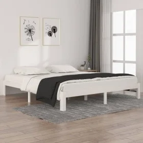 White solid wood bed frame Supe King 180x200 cm by vidaXL, Beds and slatted bases - Ref: Foro24-810381, Price: 117,99 €, Disc...