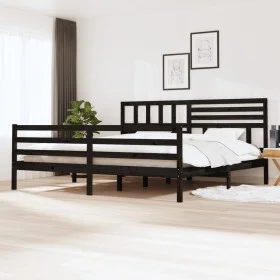 Estructura de cama de madera maciza negro 200x200 cm de vidaXL, Camas y somieres - Ref: Foro24-3101112, Precio: 193,21 €, Des...