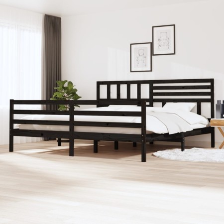 Estructura de cama de madera maciza negro 200x200 cm de vidaXL, Camas y somieres - Ref: Foro24-3101112, Precio: 195,69 €, Des...