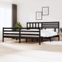 Estructura de cama de madera maciza negro 200x200 cm de vidaXL, Camas y somieres - Ref: Foro24-3101112, Precio: 195,69 €, Des...