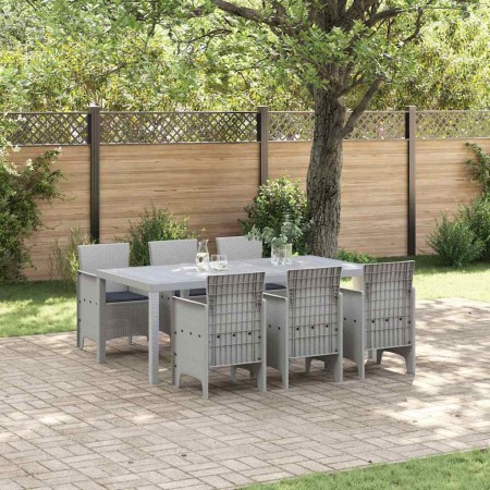 Conjunto de Comedor de Jardín 7 pcs Gris Claro Ratan Polt en Mesas de jardín | Comprar online en Foru.es