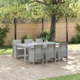 Conjunto de Comedor de Jardín 7 pcs Gris Claro Ratan Polt en Mesas de jardín | Comprar online en Foru.es