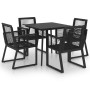 Juego de comedor para jardín 5 piezas ratán PVC negro en Conjuntos de jardín | Comprar online en Foru.es