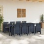 Conjunto de Comedor de Jardín 9 pcs Antracita Ratan Polt en Mesas de jardín | Comprar online en Foru.es