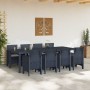 Conjunto de Comedor de Jardín 9 pcs Antracita Ratan Polt en Mesas de jardín | Comprar online en Foru.es