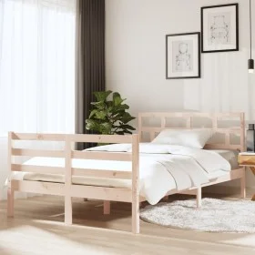 Small solid wood double bed frame 120x190 cm by vidaXL, Beds and slatted bases - Ref: Foro24-3101253, Price: 121,87 €, Discou...