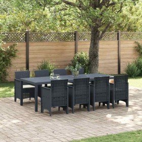 Conjunto de Comedor de Jardín 9 pcs Antracita Ratan Polt en Mesas de jardín | Comprar online en Foru.es