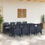 Conjunto de Comedor de Jardín 9 pcs Antracita Ratan Polt en Mesas de jardín | Comprar online en Foru.es