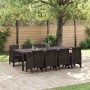 Conjunto de Comedor de Jardín 9 pcs Marrón Ratan Polt en Mesas de jardín | Comprar online en Foru.es