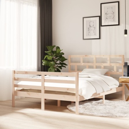 Estructura de cama de madera maciza de pino 140x200 cm de vidaXL, Camas y somieres - Ref: Foro24-3101283, Precio: 128,62 €, D...