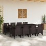 Conjunto de Comedor de Jardín 9 pcs Marrón Ratan Polt en Mesas de jardín | Comprar online en Foru.es