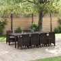 Conjunto de Comedor de Jardín 9 pcs Marrón Ratan Polt en Mesas de jardín | Comprar online en Foru.es