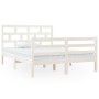 Estructura de cama doble de madera maciza blanco 135x190 cm de vidaXL, Camas y somieres - Ref: Foro24-3101259, Precio: 153,11...
