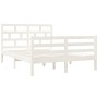 Estructura de cama doble de madera maciza blanco 135x190 cm de vidaXL, Camas y somieres - Ref: Foro24-3101259, Precio: 153,11...
