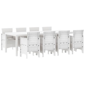 Conjunto de Comedor de Jardín 9 pcs Blanco Ratan Polt en Mesas de jardín | Comprar online en Foru.es