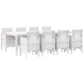 Conjunto de Comedor de Jardín 9 pcs Blanco Ratan Polt en Mesas de jardín | Comprar online en Foru.es