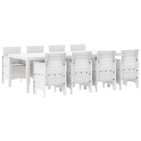 Conjunto de Comedor de Jardín 9 pcs Blanco Ratan Polt en Mesas de jardín | Comprar online en Foru.es