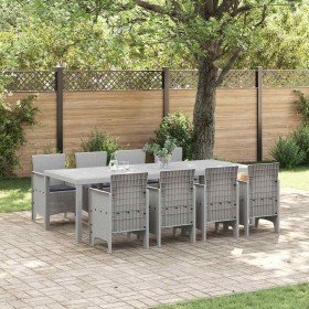 Conjunto de Comedor de Jardín 9 pcs Blanco Ratan Polt en Mesas de jardín | Comprar online en Foru.es