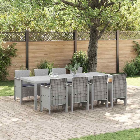 Conjunto de Comedor de Jardín 9 pcs Blanco Ratan Polt en Mesas de jardín | Comprar online en Foru.es