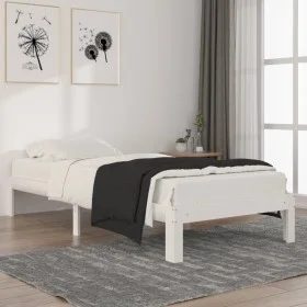 Solid white pine wood bed frame 90x200 cm by vidaXL, Beds and slatted bases - Ref: Foro24-810351, Price: 77,52 €, Discount: %