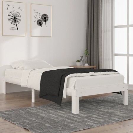 Estructura de cama madera maciza de pino blanco 90x200 cm de vidaXL, Camas y somieres - Ref: Foro24-810351, Precio: 78,42 €, ...