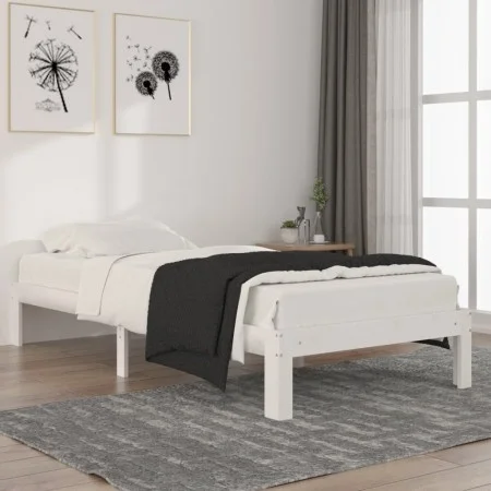Solid white pine wood bed frame 90x200 cm by vidaXL, Beds and slatted bases - Ref: Foro24-810351, Price: 77,52 €, Discount: %