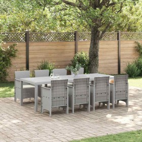 Conjunto de Comedor de Jardín 9 pcs Blanco Ratan Polt en Mesas de jardín | Comprar online en Foru.es