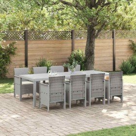 Conjunto de Comedor de Jardín 9 pcs Blanco Ratan Polt en Mesas de jardín | Comprar online en Foru.es