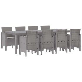Conjunto de Comedor de Jardín 9 pcs Gris Claro Ratan Polt en Mesas de jardín | Comprar online en Foru.es