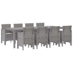 Conjunto de Comedor de Jardín 9 pcs Gris Claro Ratan Polt en Mesas de jardín | Comprar online en Foru.es