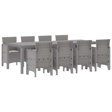 Conjunto de Comedor de Jardín 9 pcs Gris Claro Ratan Polt en Mesas de jardín | Comprar online en Foru.es