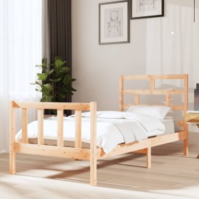 Estructura de cama madera maciza de pino 90x190 cm de vidaXL, Camas y somieres - Ref: Foro24-3101313, Precio: 95,46 €, Descue...