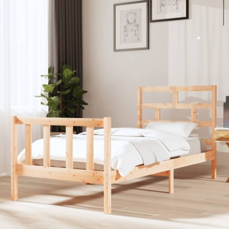 Estructura de cama madera maciza de pino 90x190 cm de vidaXL, Camas y somieres - Ref: Foro24-3101313, Precio: 95,46 €, Descue...
