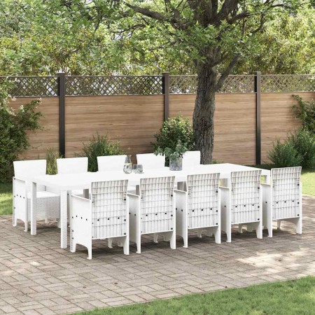 Conjunto de Comedor de Jardín 11 pcs Blanco Ratán y acero en Mesas de jardín | Comprar online en Foru.es