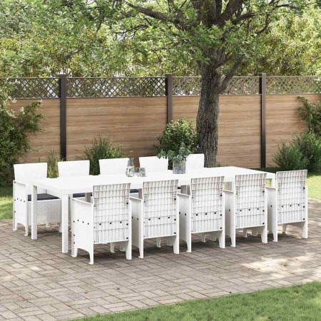 Conjunto de Comedor de Jardín con cojín 11 pcs Blanco en Mesas de jardín | Comprar online en Foru.es