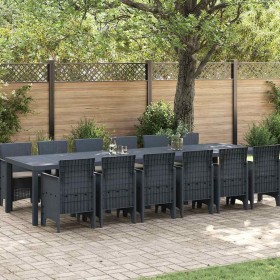 Conjunto de Comedor de Jardín 13 pcs Antracita Ratan Polt en Mesas de jardín | Comprar online en Foru.es