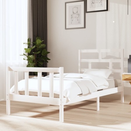 Estructura de cama madera maciza de pino blanco 90x190 cm de vidaXL, Camas y somieres - Ref: Foro24-3101314, Precio: 107,31 €...