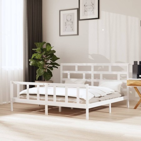 Estructura de cama madera maciza de pino blanco 200x200 cm de vidaXL, Camas y somieres - Ref: Foro24-3101369, Precio: 169,67 ...